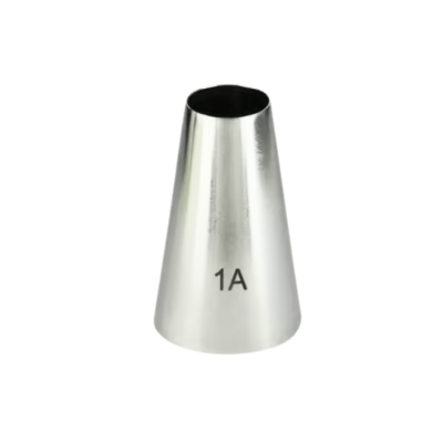 Stainless steel cake decorating tip, size 1A, cone-shaped with open end for piping icing